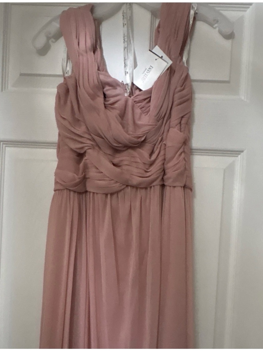 David's Bridal Dusty Rose Grecian Maxi Dress